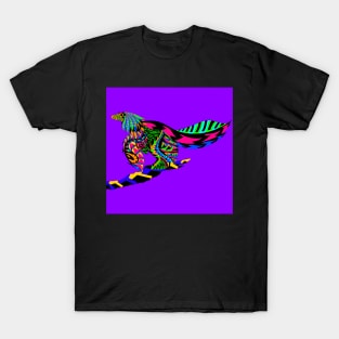 the bird dinosaur in ecopop mandala pattern T-Shirt